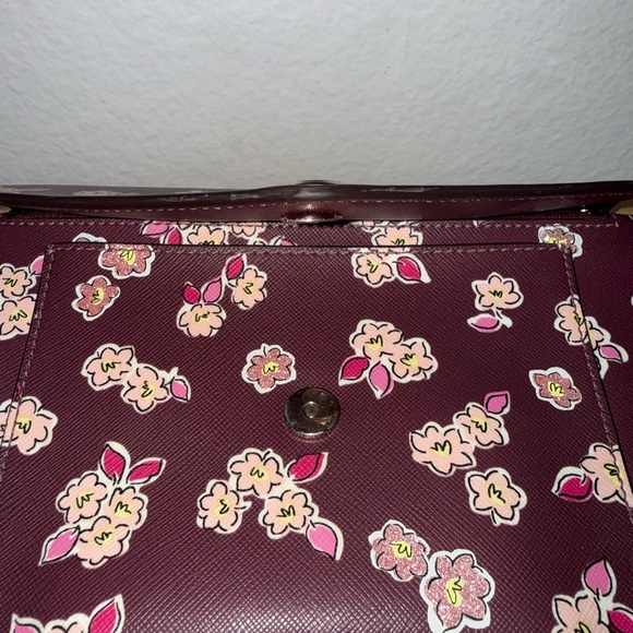 Kate Spade Tinsel Frosted Deep Berry Floral Flap Crossbody Clutch bag - Picture 7 of 16